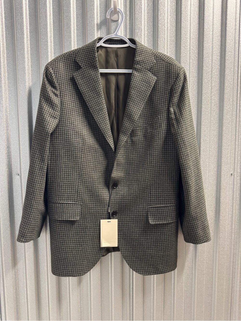 Suitsupply Suit Blazer 27 44 Men's Zegna Wool Cashmere Green Houndstooth Spalla